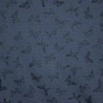 sweaterstof in jeansblauw met glitter vlinders