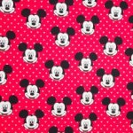 French terry rode achtergrond met Mickey Mouse