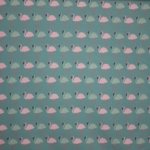 Tricot in munt met flamingoprint