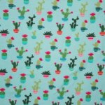 katoentricot munt met cactusmotief