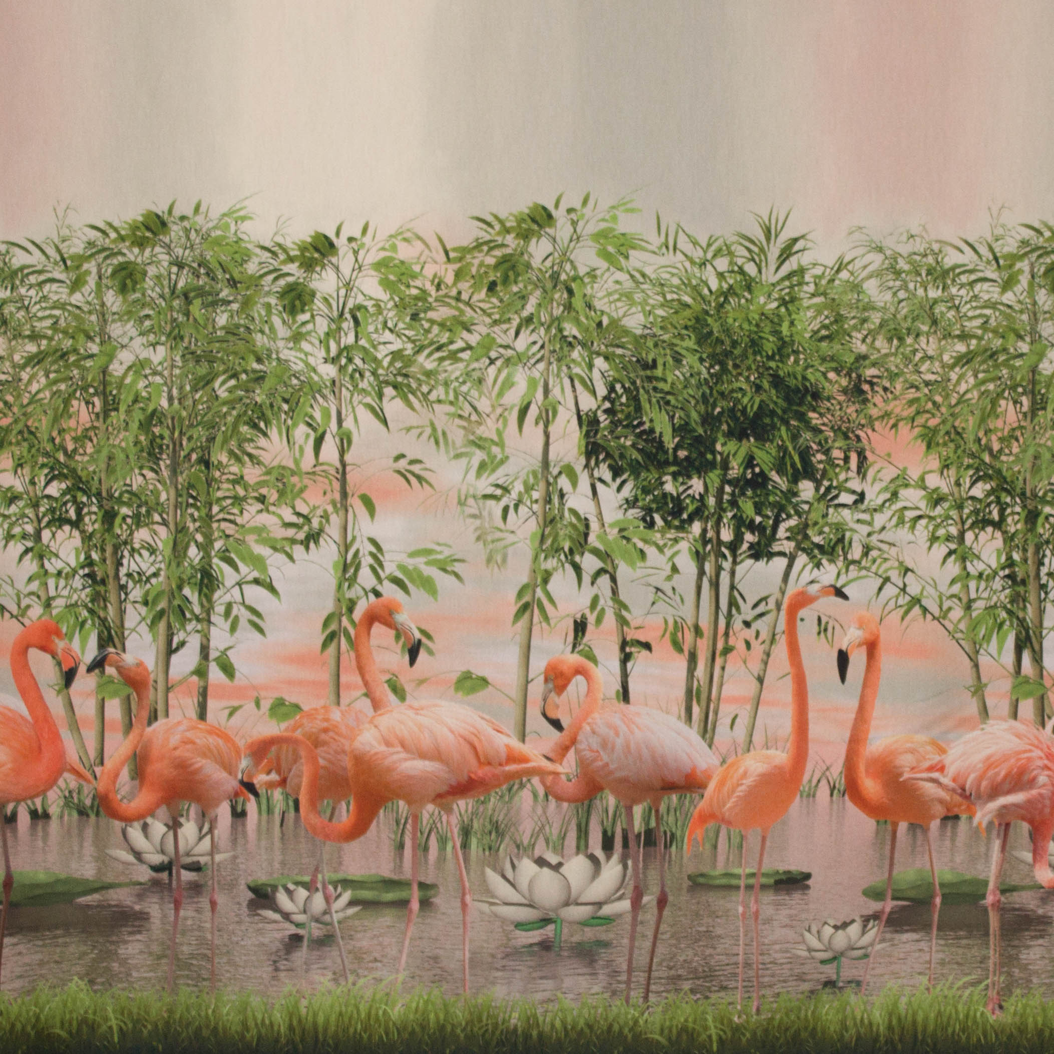 paneel tricot met digitale print flamingo