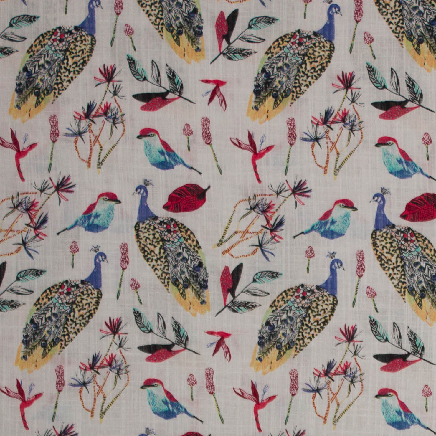 Soepele katoen/viscose met vogeltjes