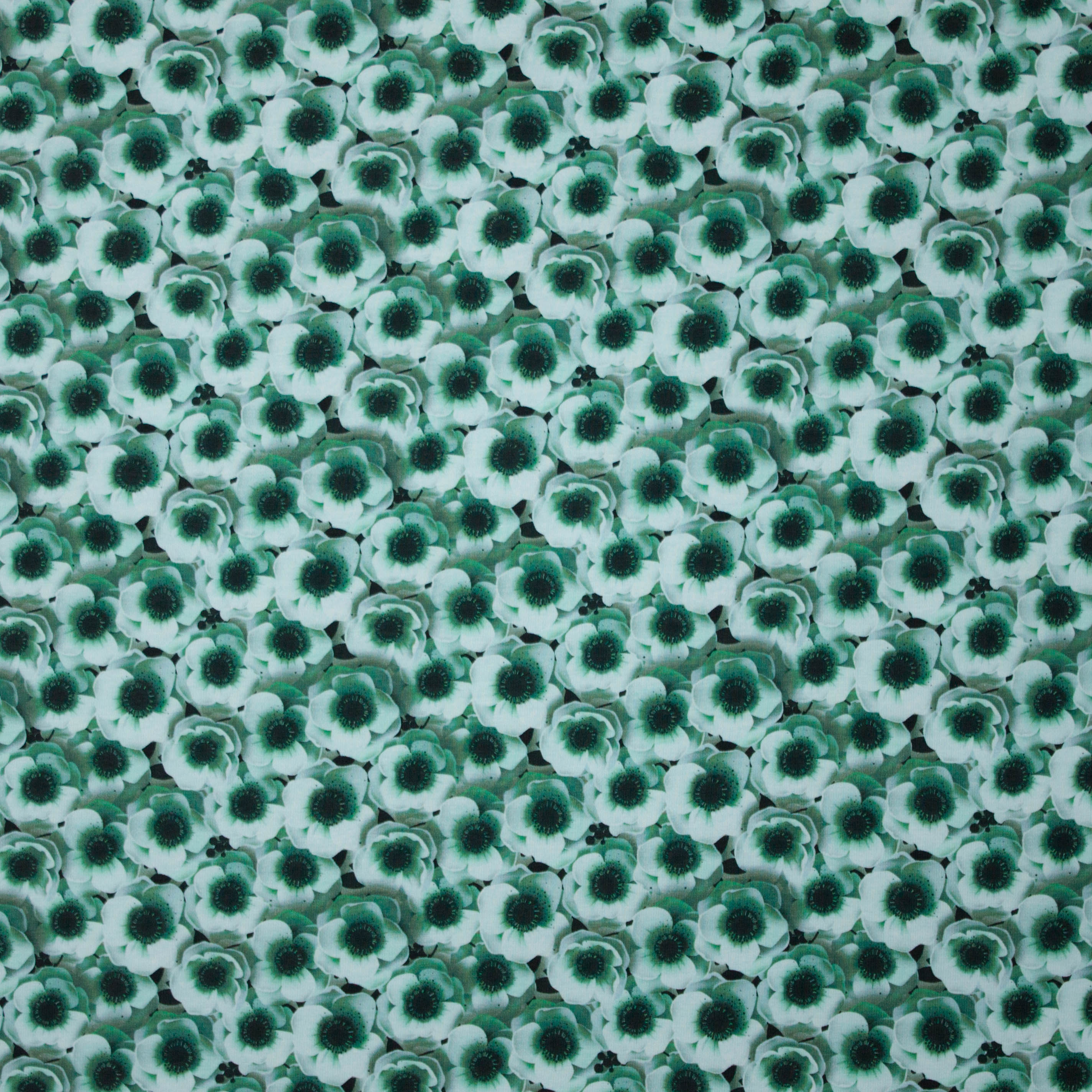 Tricot met bloemenmotief groen
