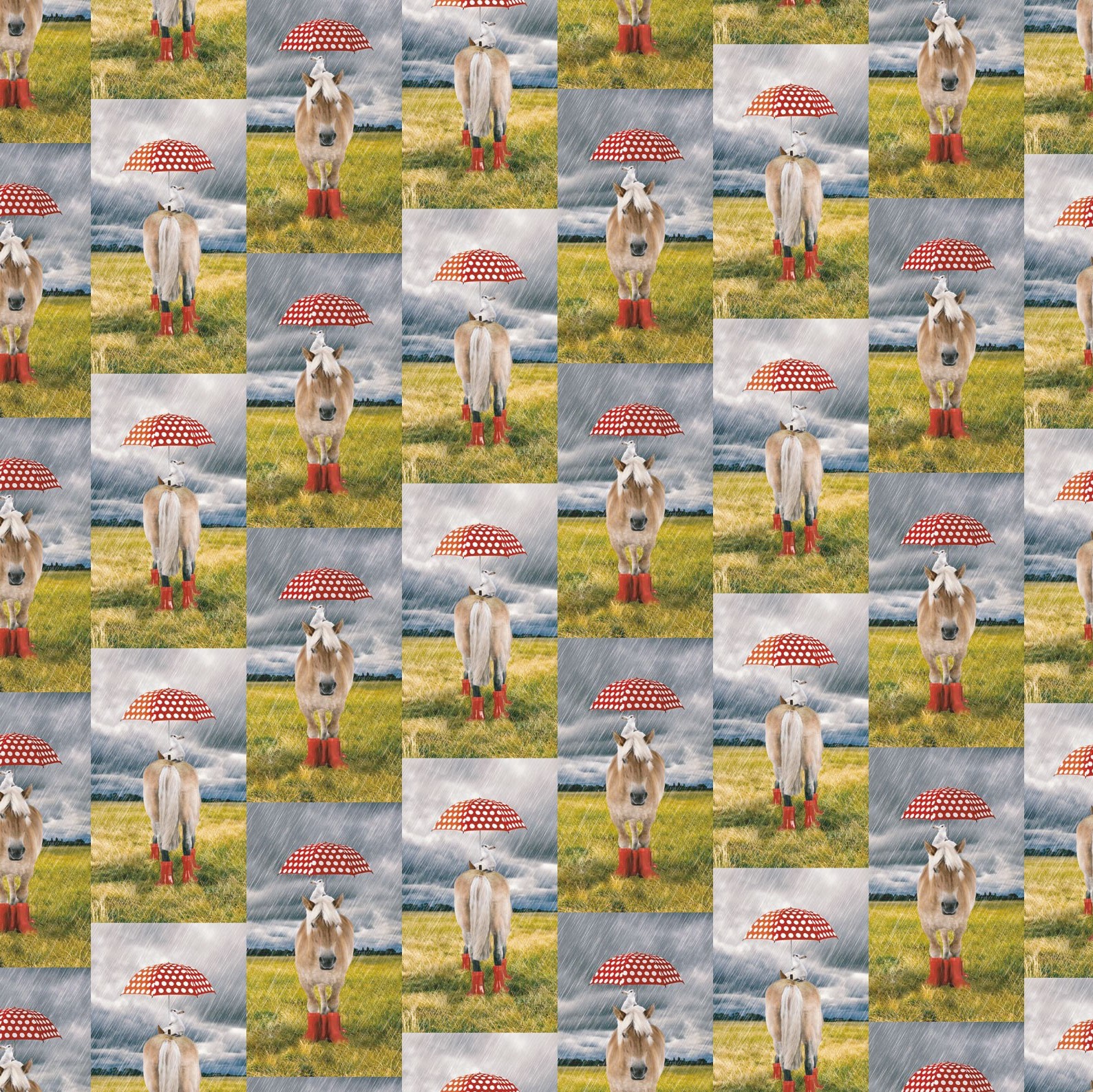 tricot met paardjes en paraplu