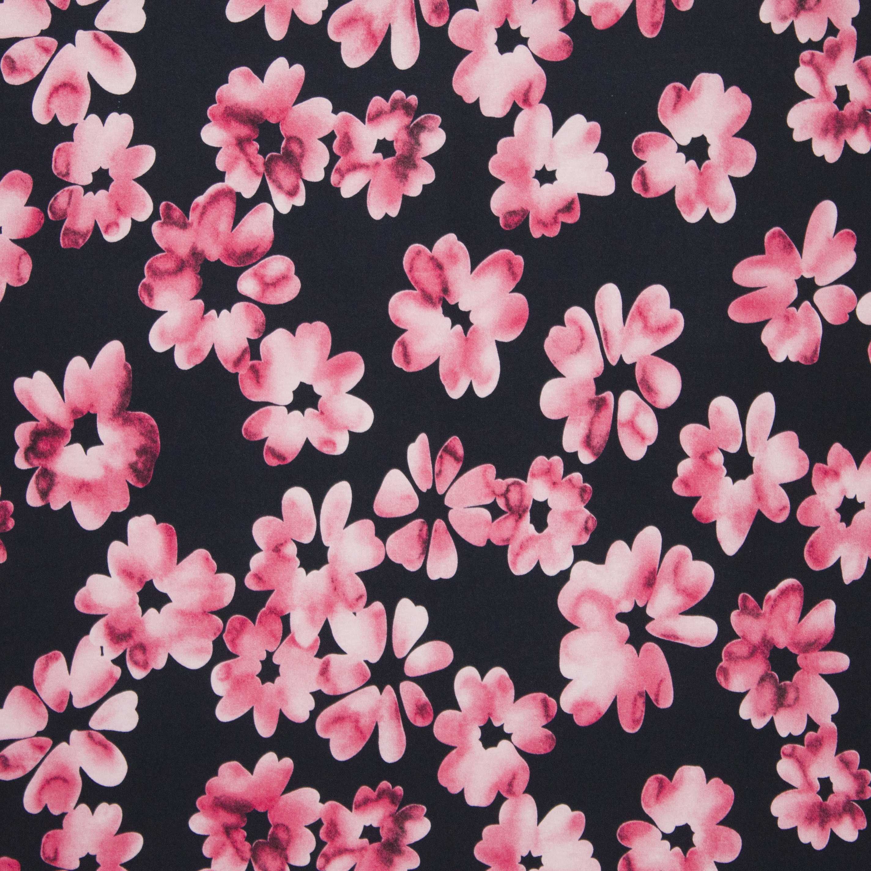 tricot zwart met roze bloem