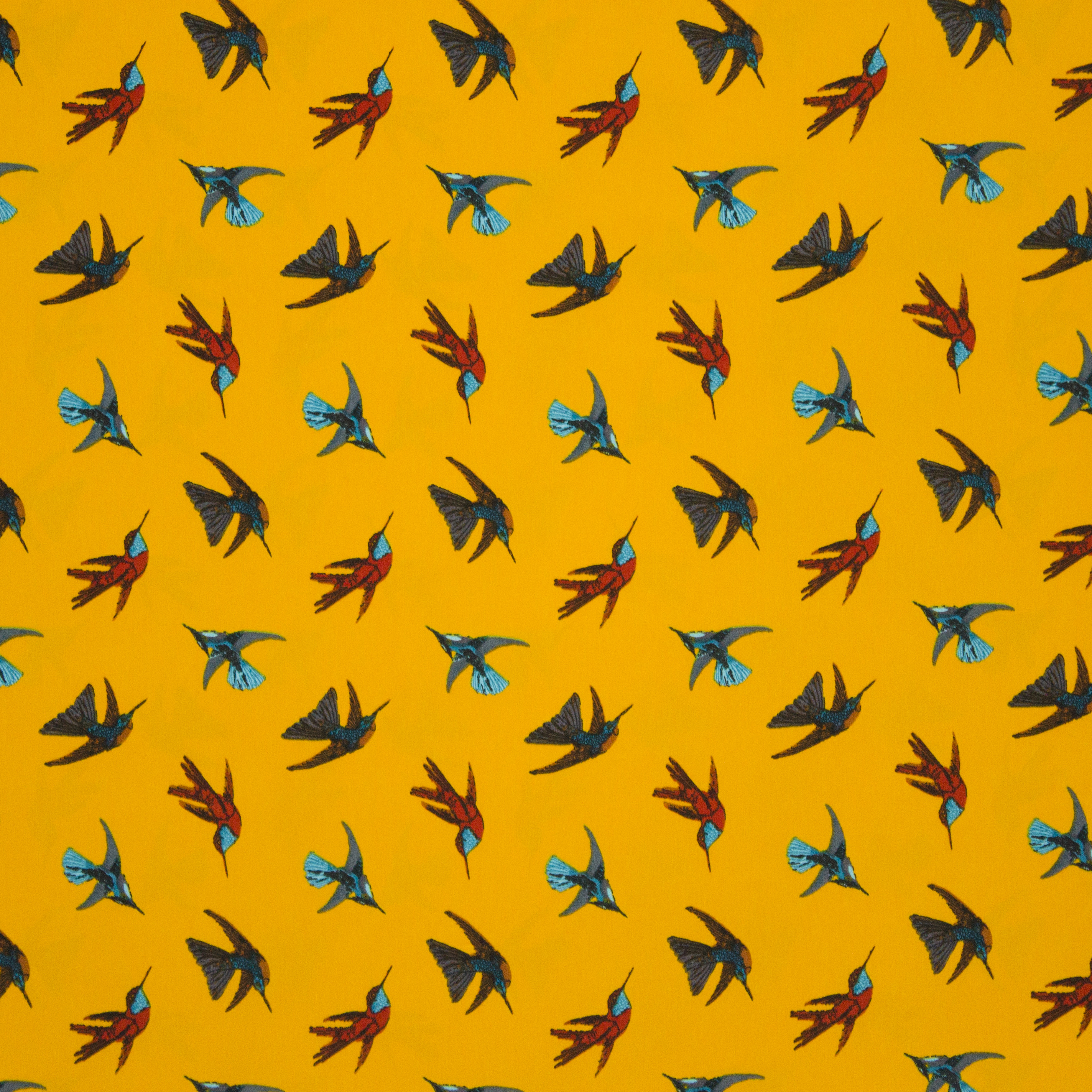 oranjegele polyester met vogels
