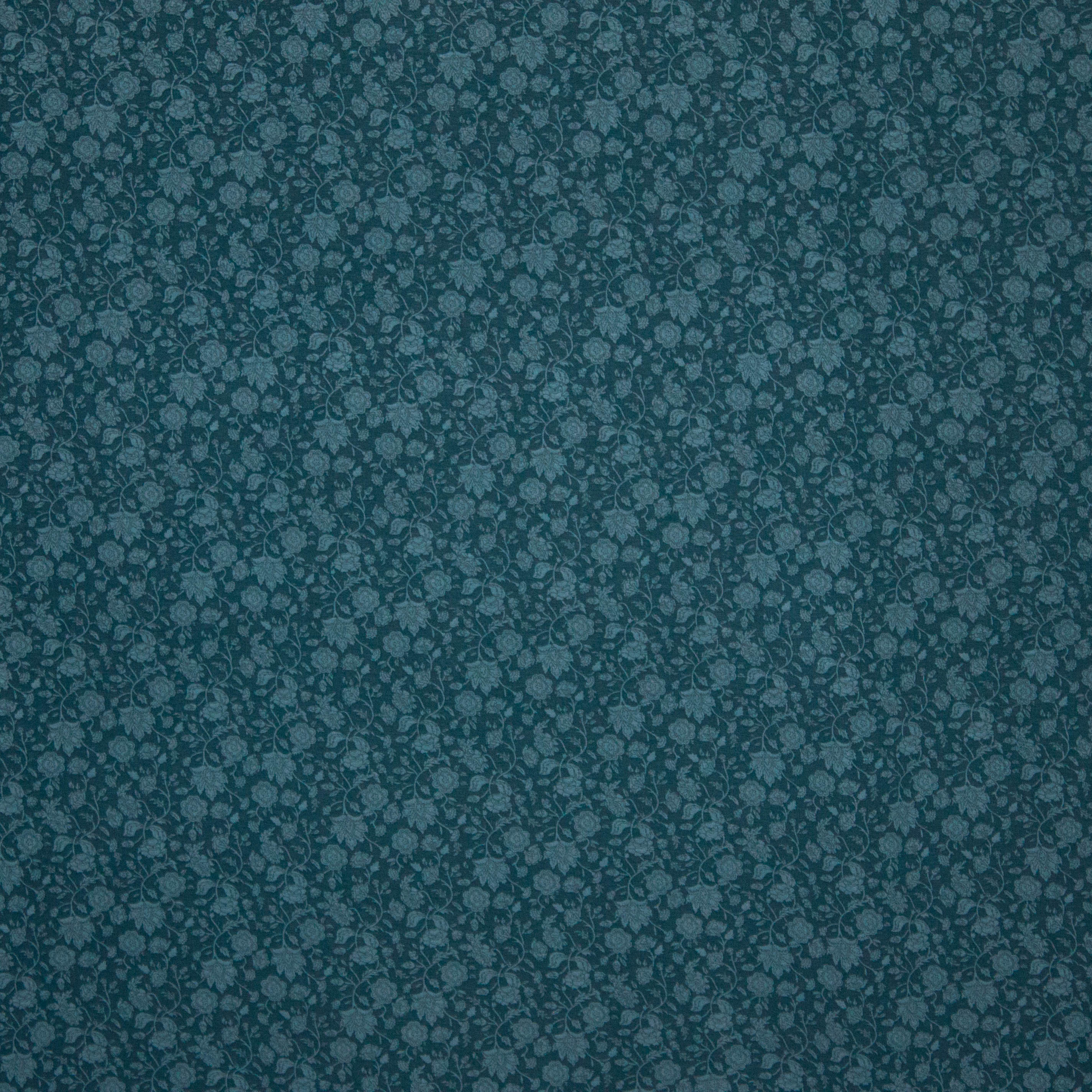 petrolkleurige tricot bloemetjes