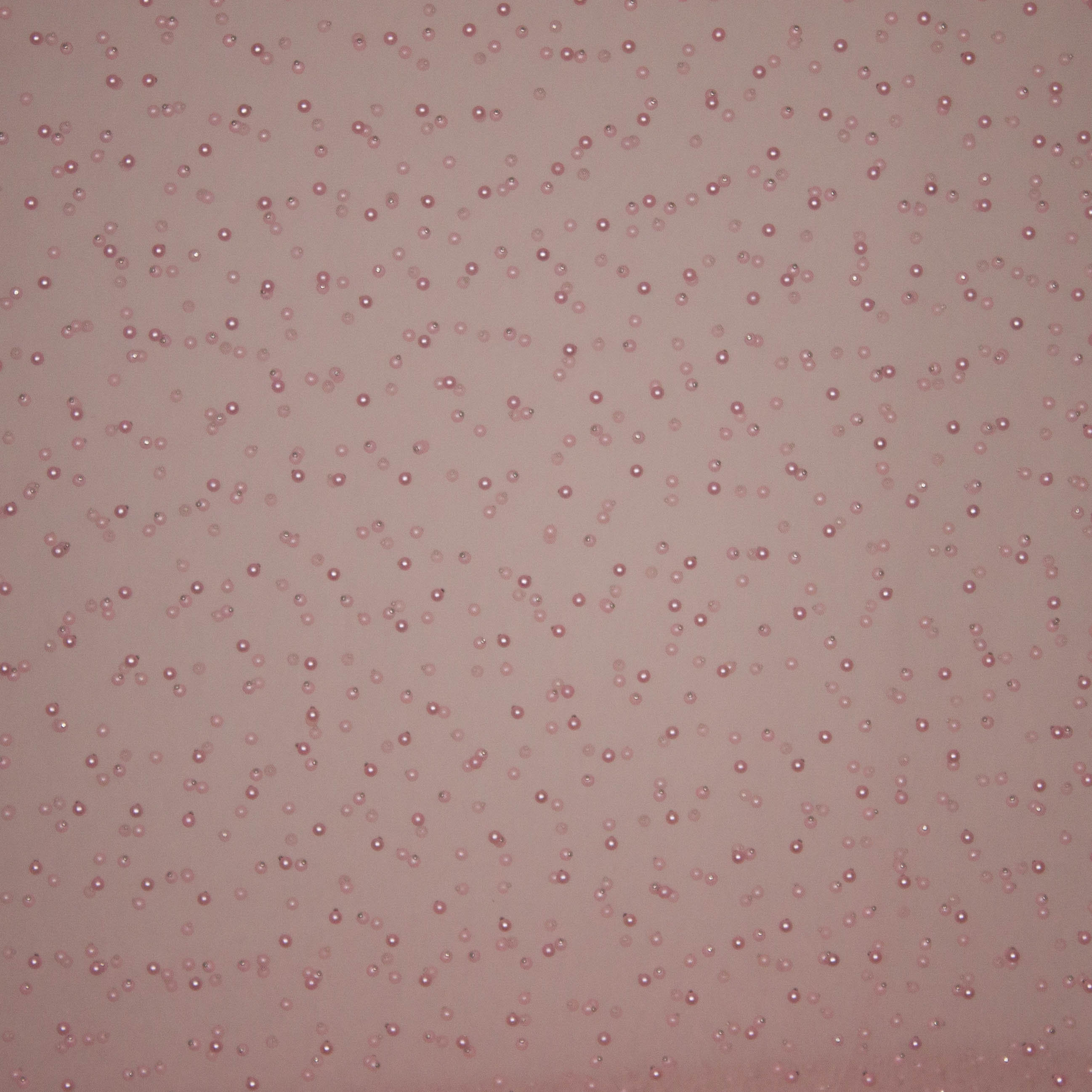fijne tule met pareltjes roze