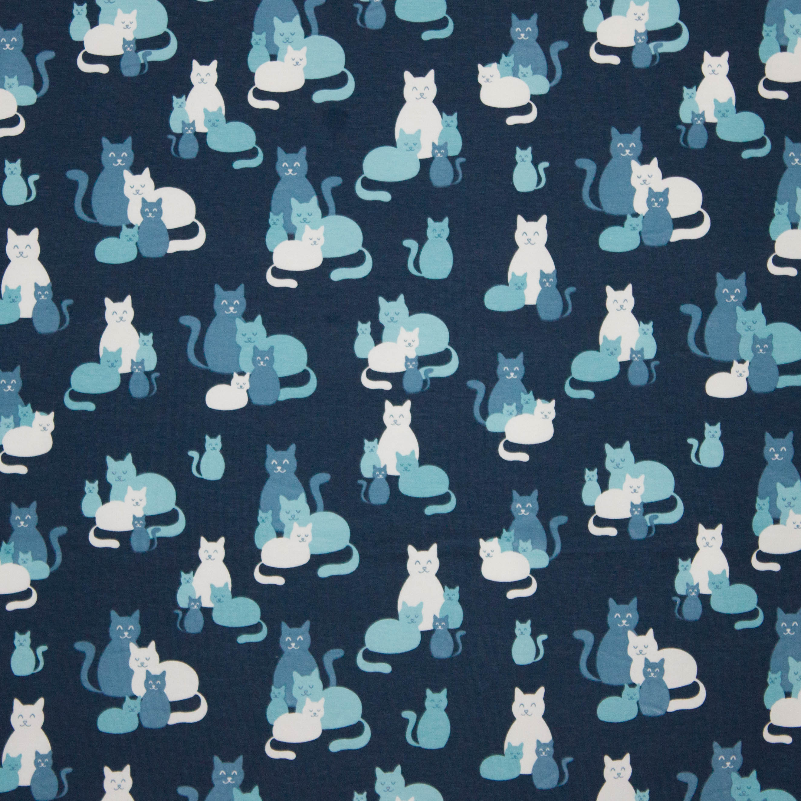 tricot met poezenfamilie blauw