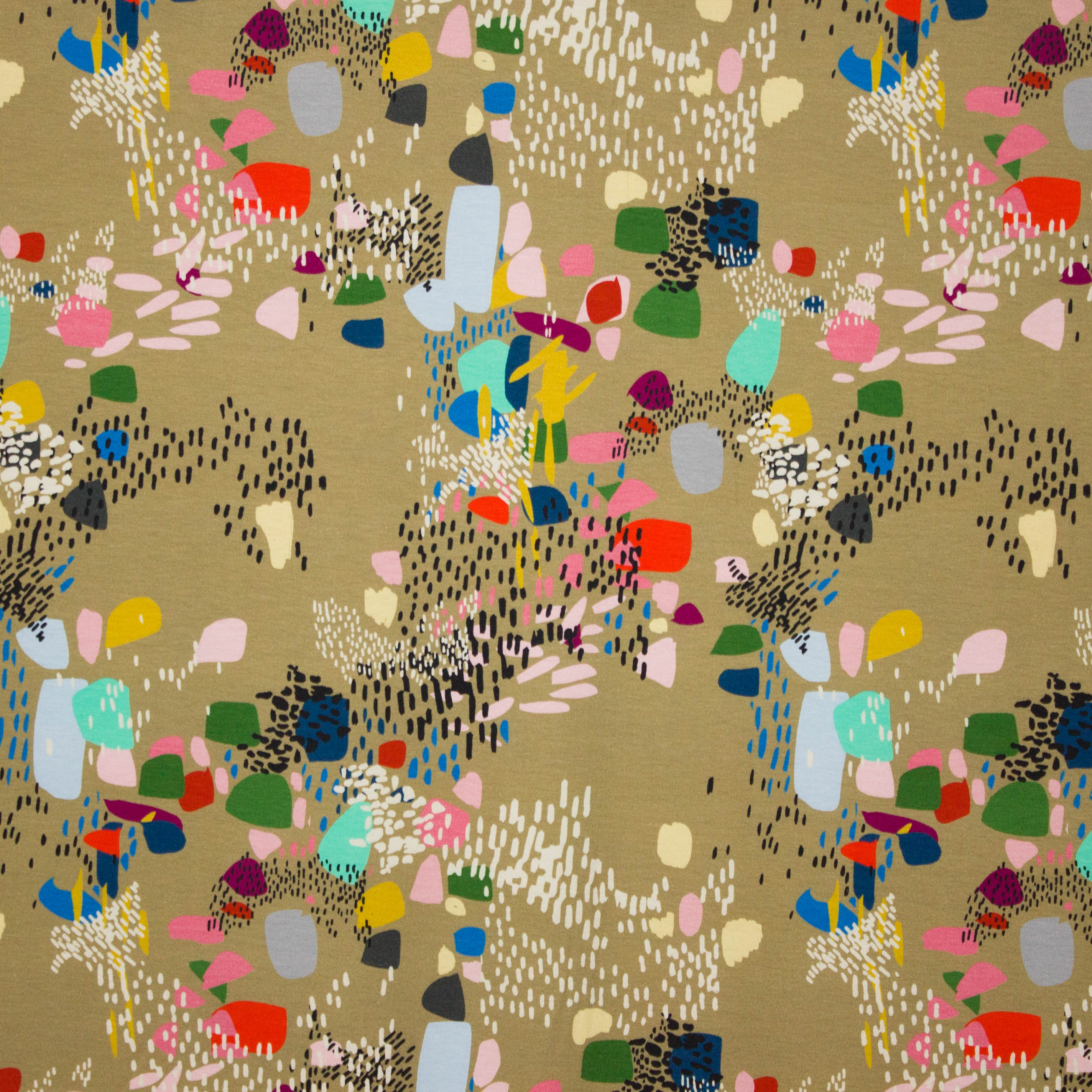 Viscose tricot met abstract motief