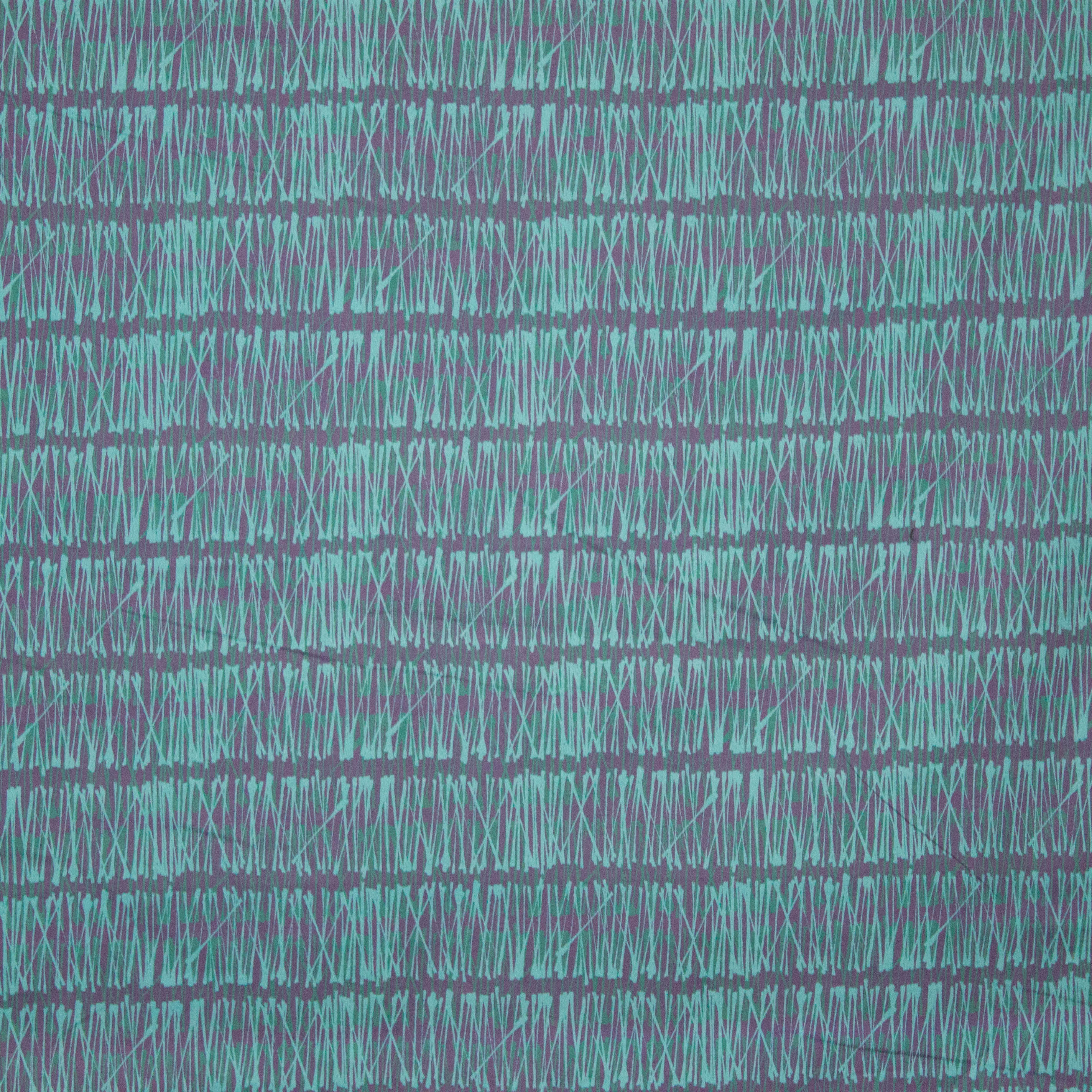 Katoen met unieke print in petrol en turquoise