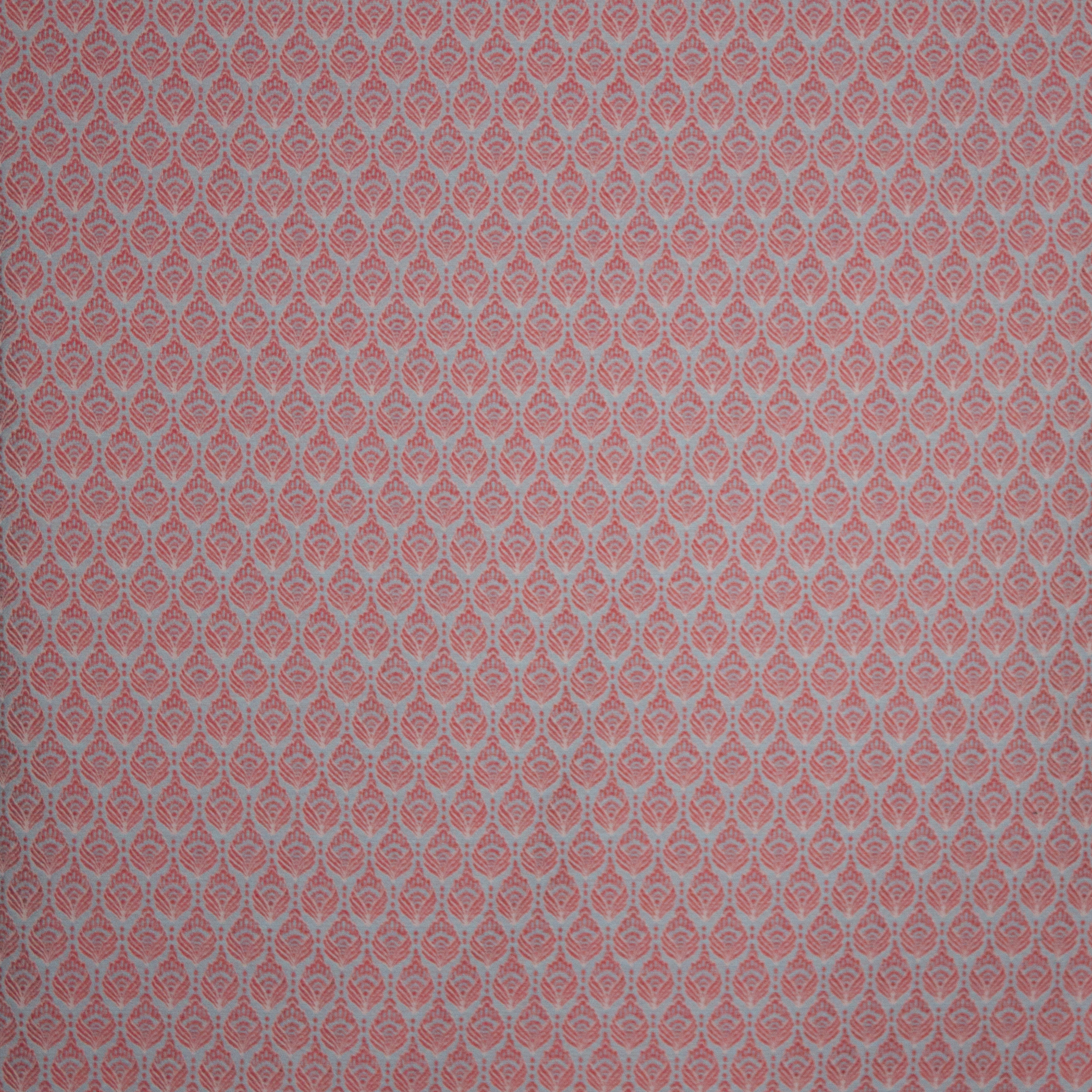 Fijne jacquard lichtblauw en koraal