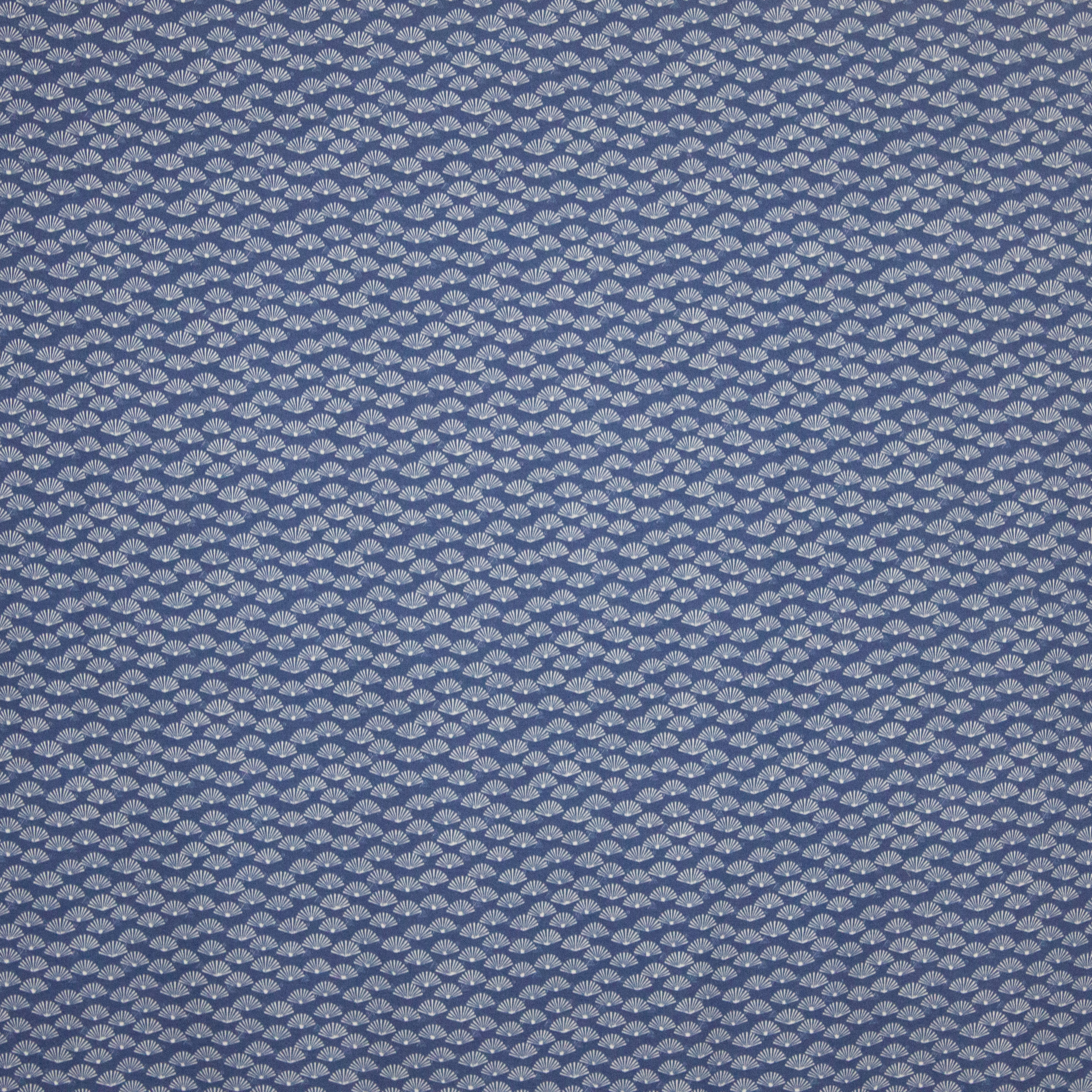 Blauwe viscose tricot met waaiertjes