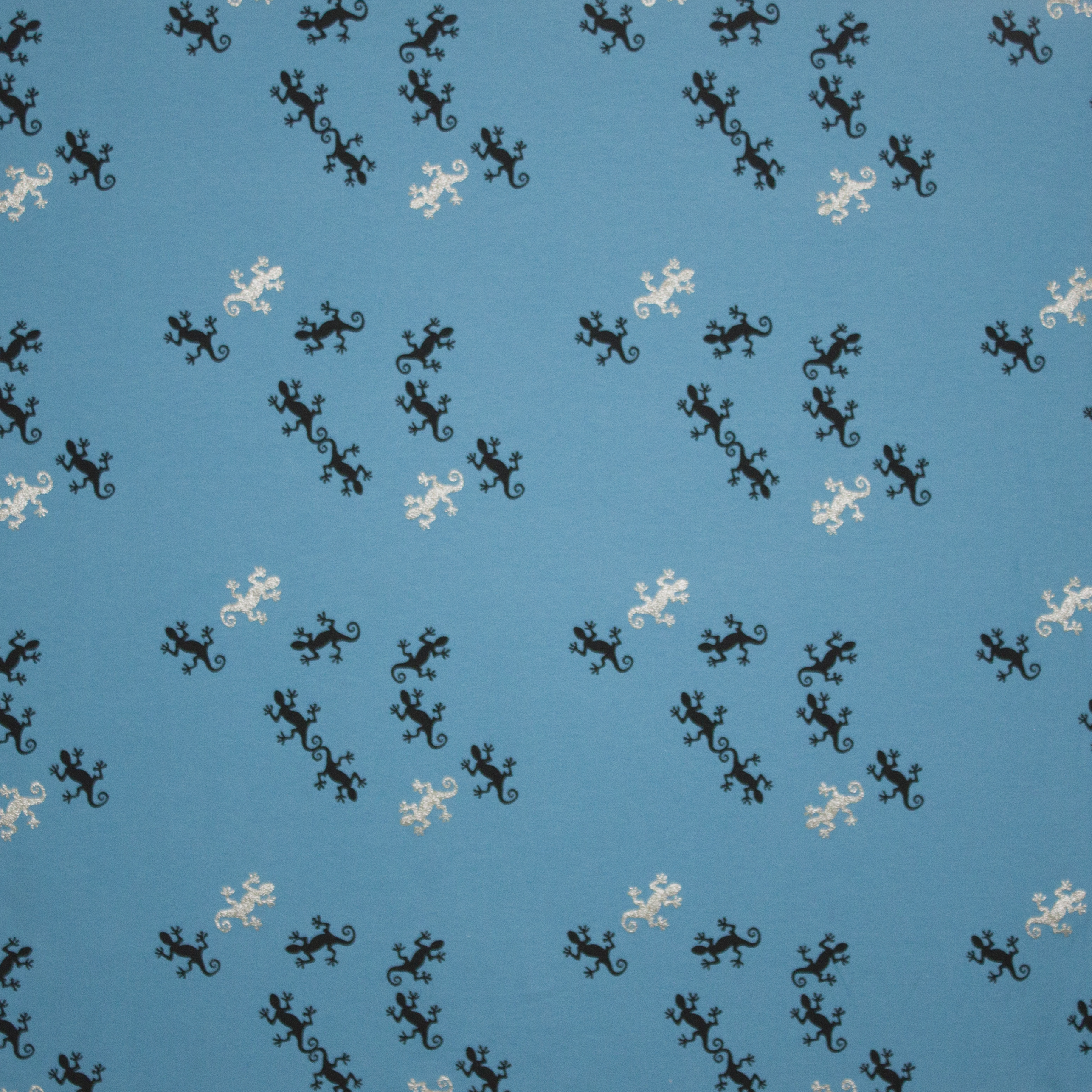 blauwe tricot met hagedissen