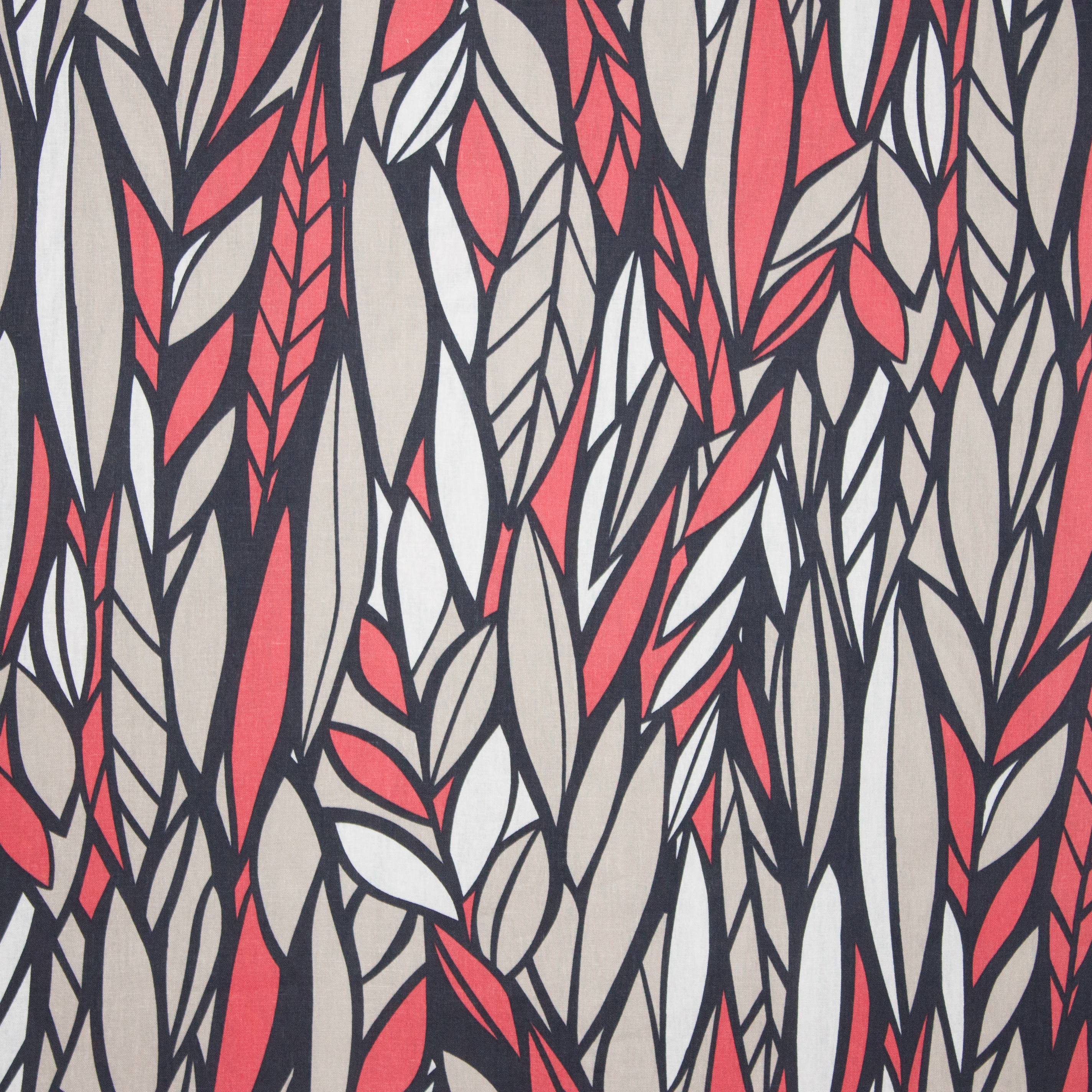 linnen/viscose met bladerenprint