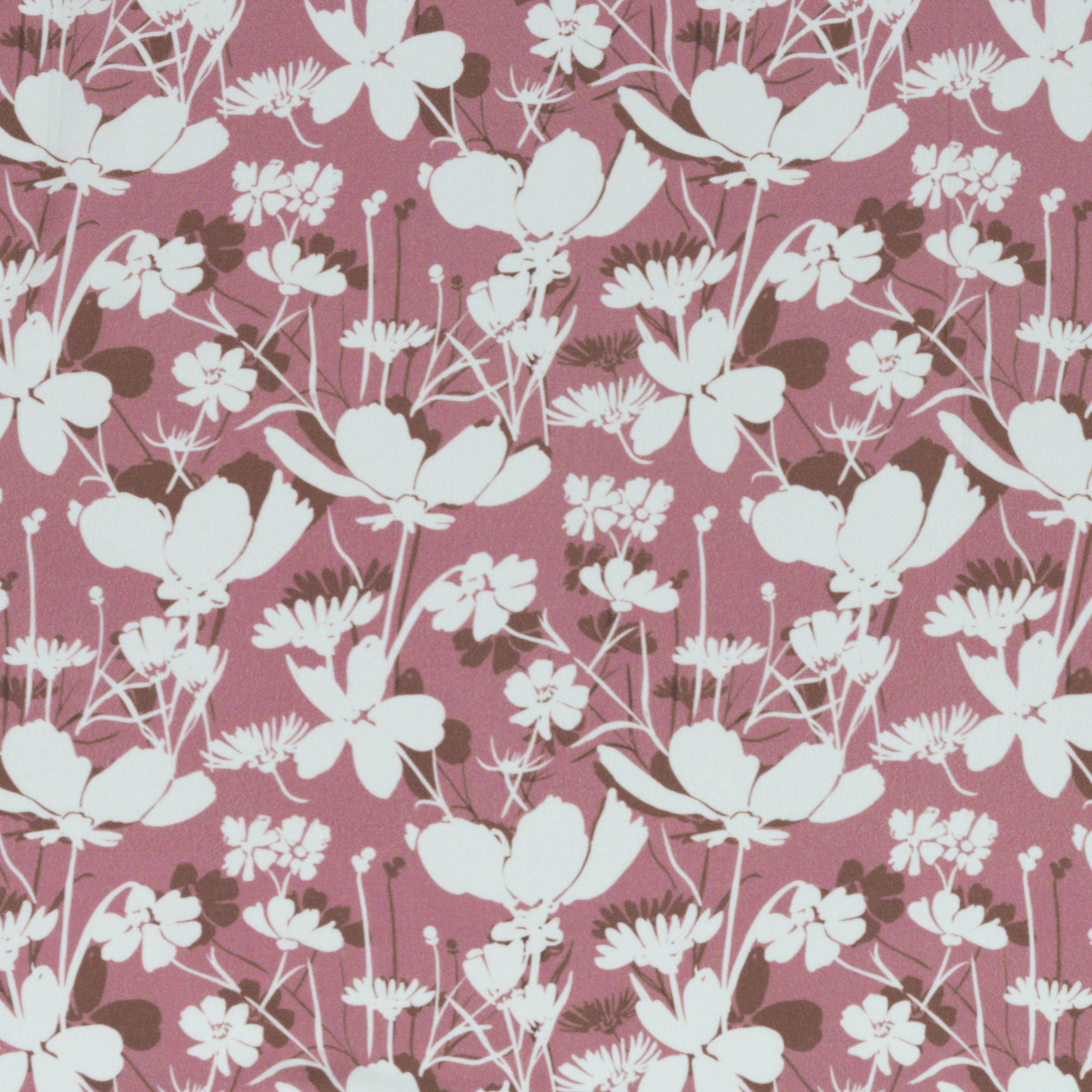 Roze viscose met witte bloemen -  Wildflowers by Chritstiane Zielinski