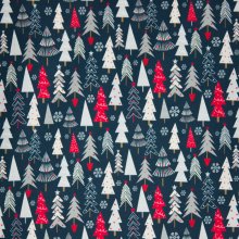 Blauwe tricot met kerstbomen
