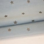Blauwe ribfluweel met zilveren glitter sterretjes