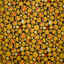 Zwarte katoen met smileys