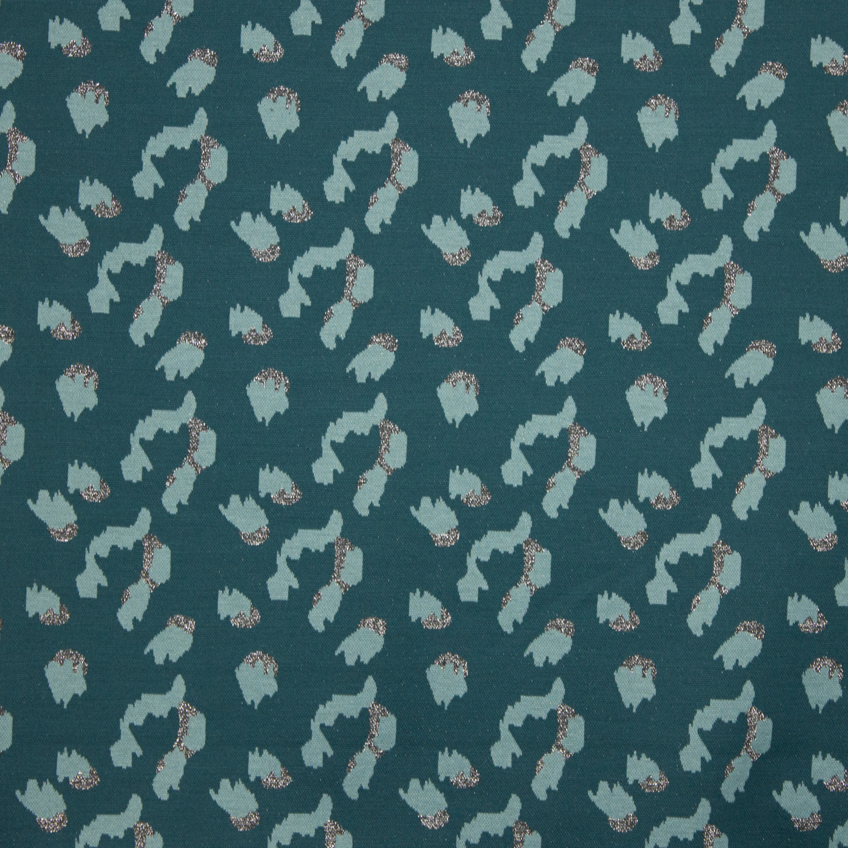 Turquoise metallic jersey met panterprint