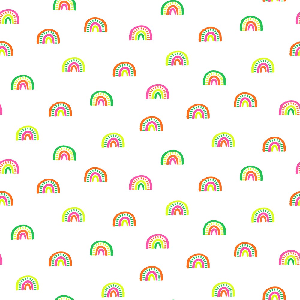 Witte tricot met neon regenbogen - Poppy