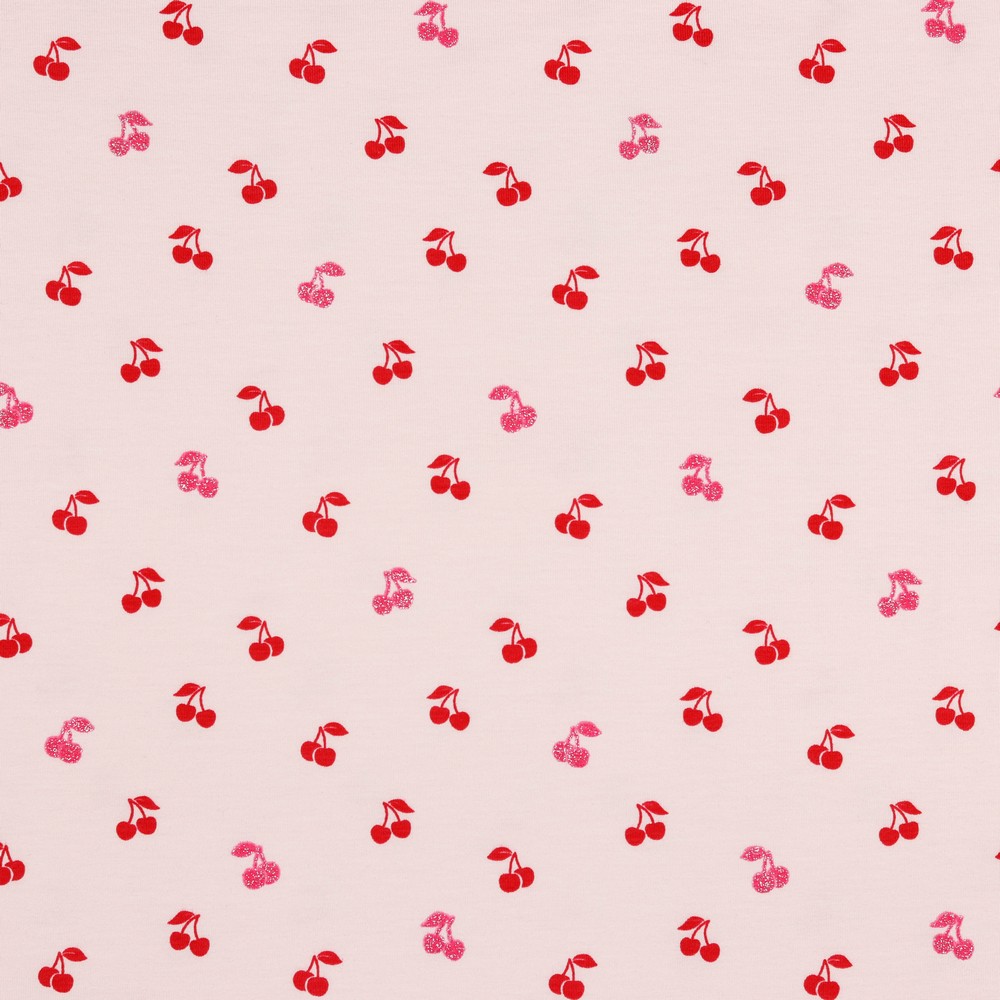 Roze tricot met kersjes en glitter van Poppy