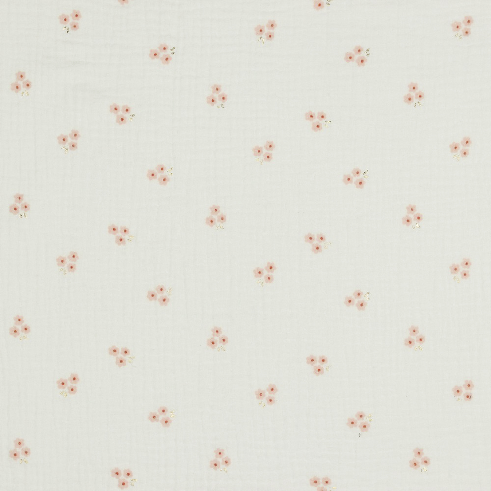 Witte double gauze met bloemetjes van Poppy