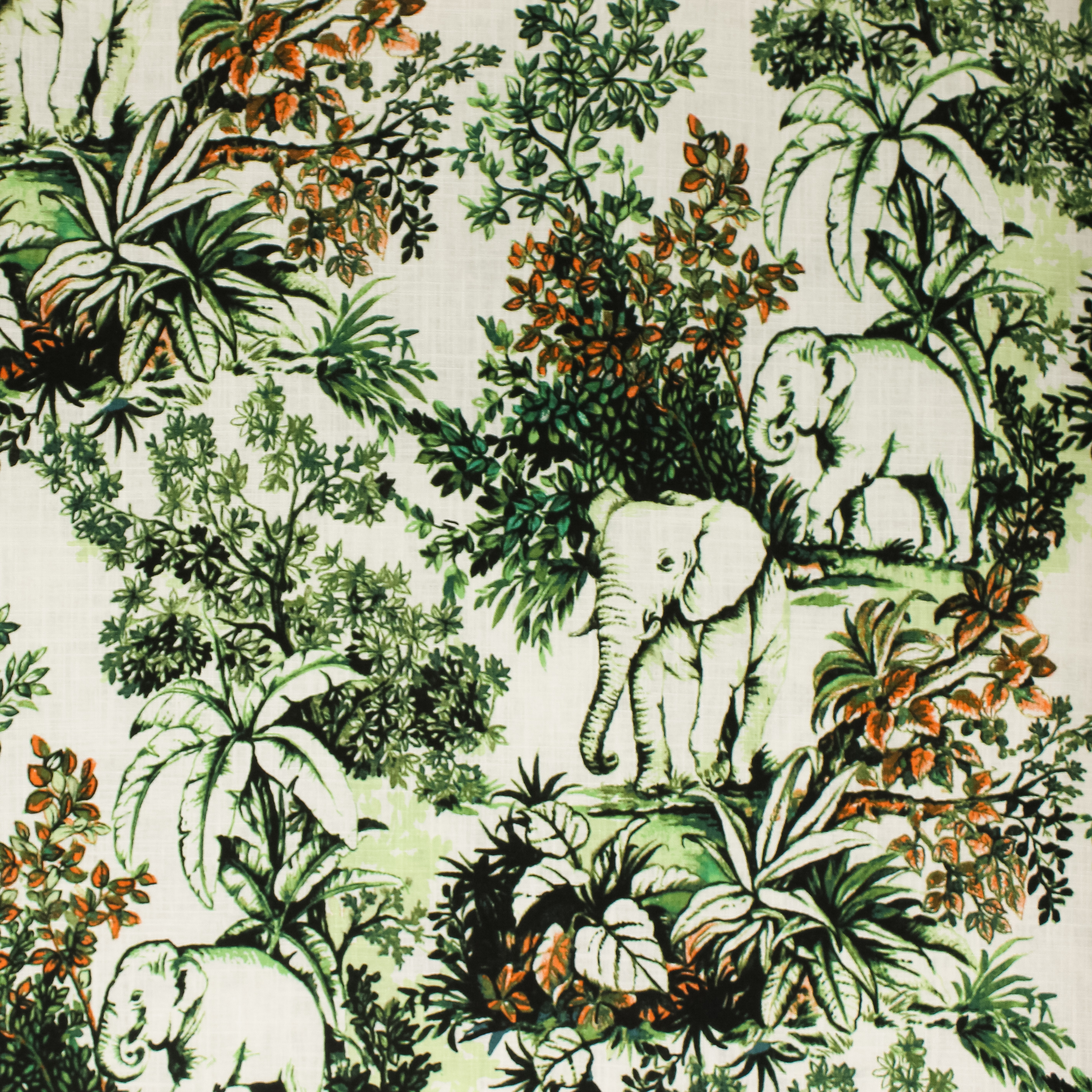 Witte linnen viscose met exotische print