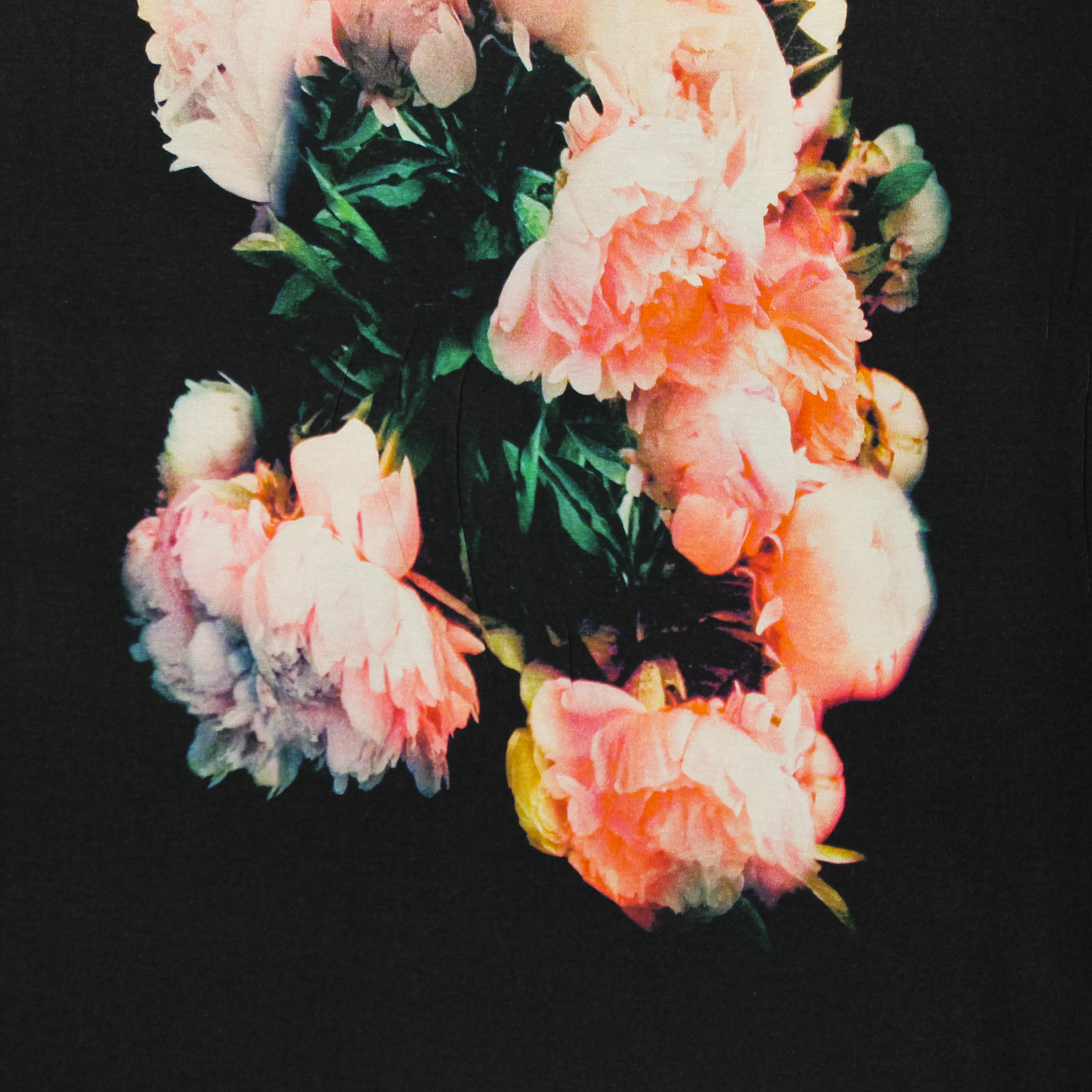 Zwarte rekbare rayon met bloemen