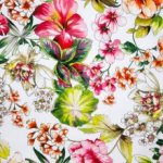 Witte Italiaanse Piqué met Bloemen van Alta Moda