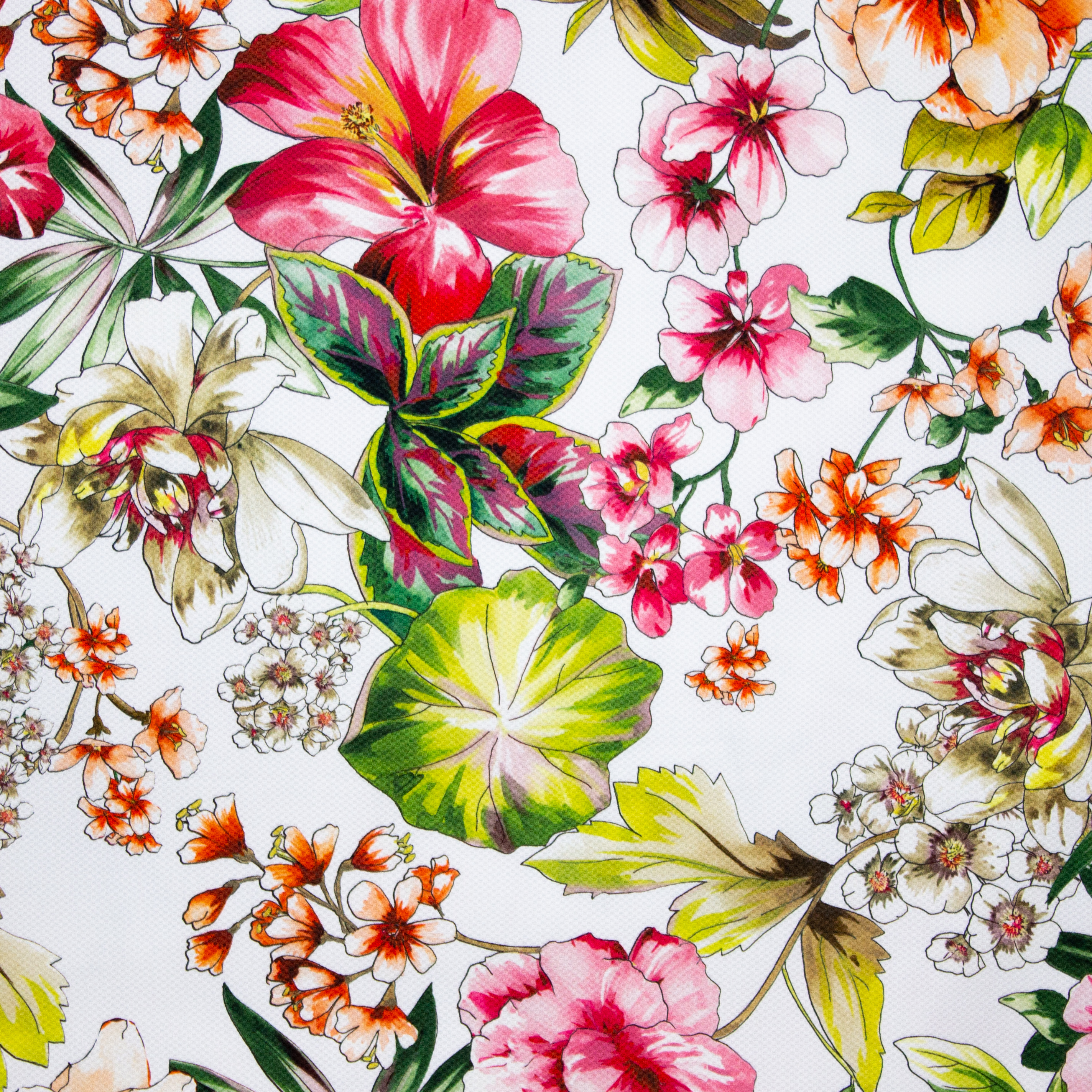 Witte Italiaanse Piqué met Bloemen van Alta Moda