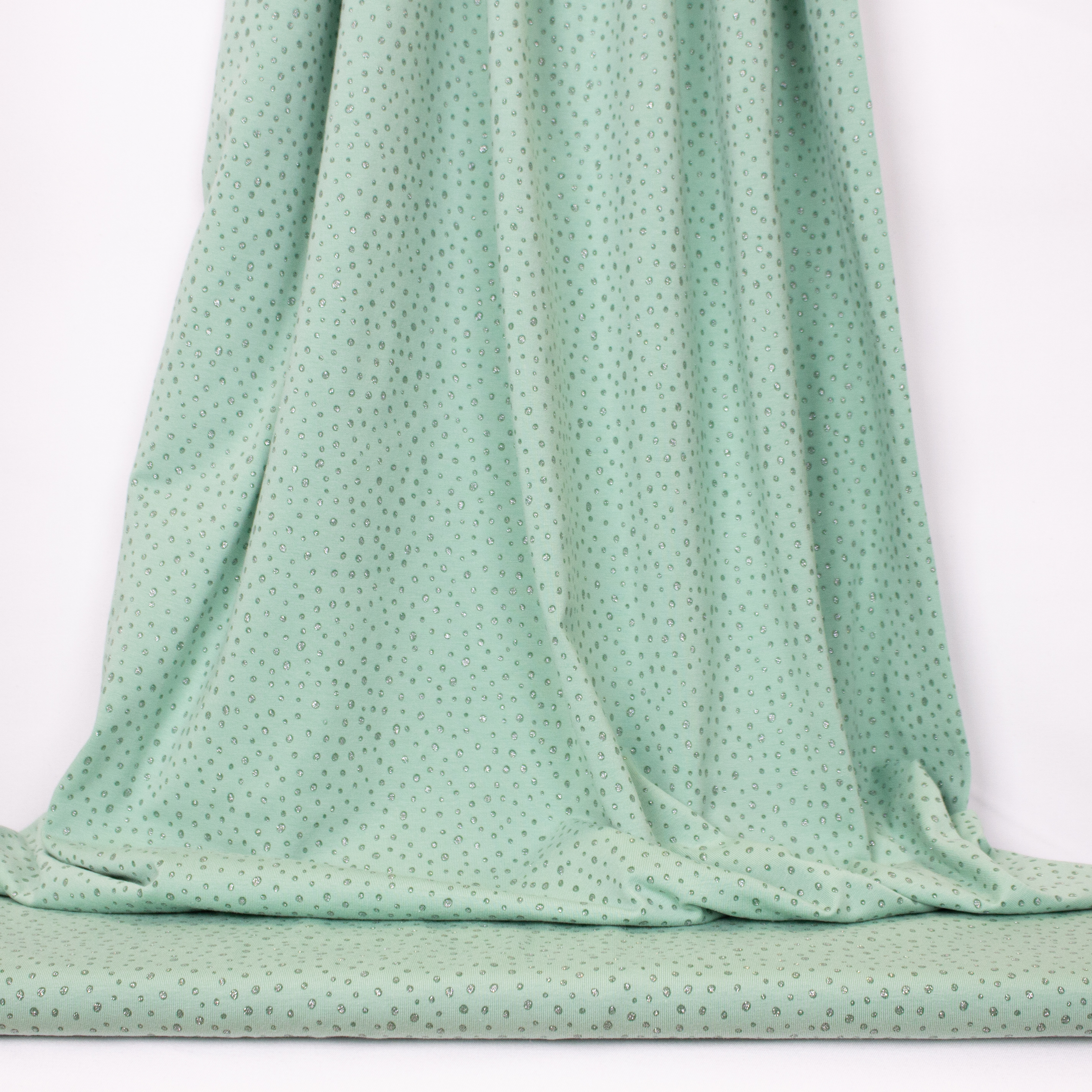 Groene Tricot met Zilveren Stippen