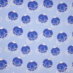 Blauwe tricot met pompoenkoetsen in blauw en goud