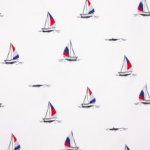 Witte katoen tricot met zeilboten