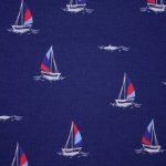 Blauwe Katoen Tricot met Zeilboten