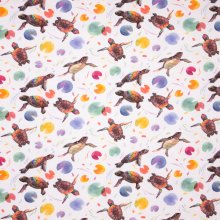 Witte katoentricot met schildpadden