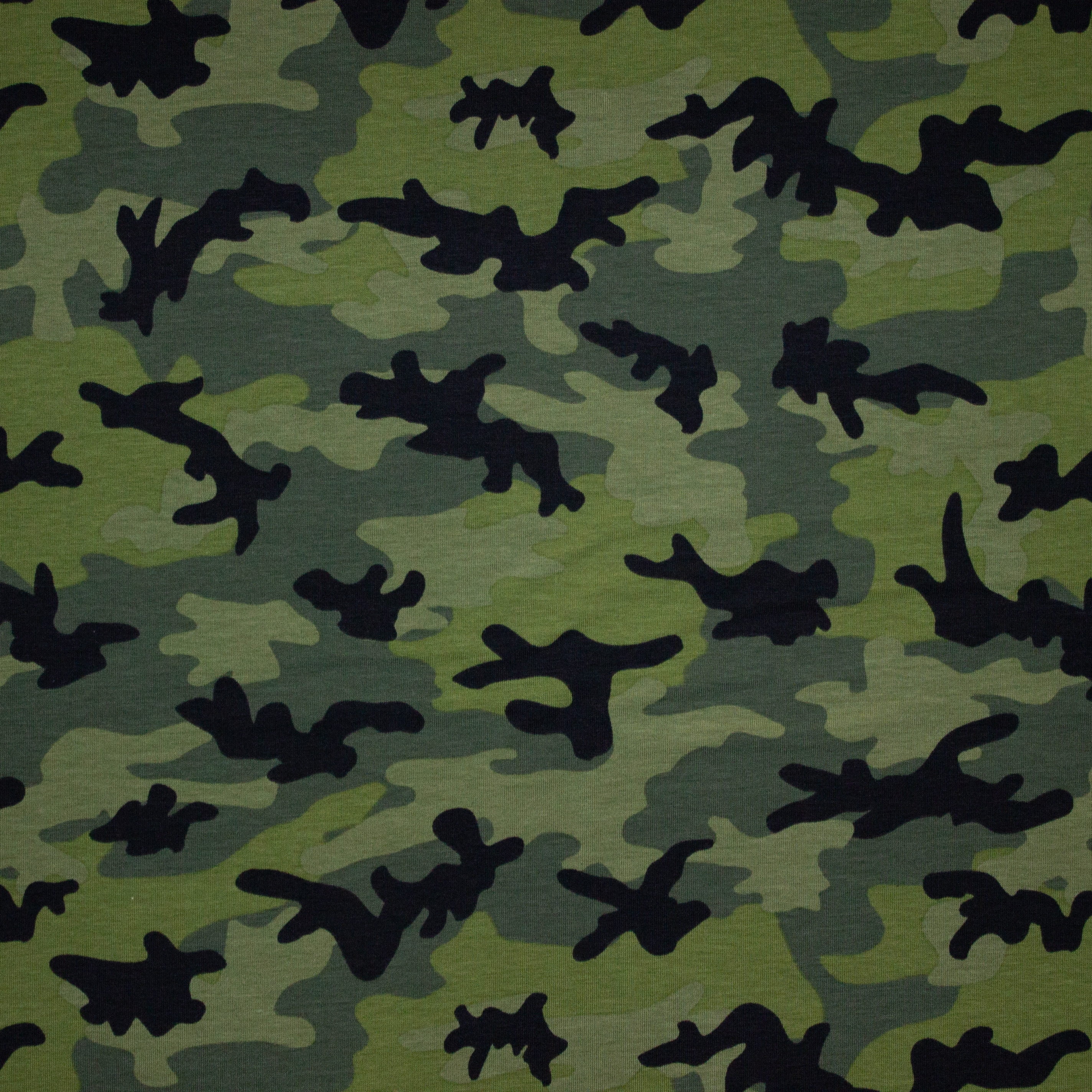 Groene Tricot met Camouflageprint