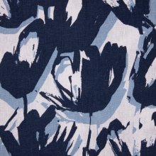 Witte Viscose Linnen met Blauwe Bloemen