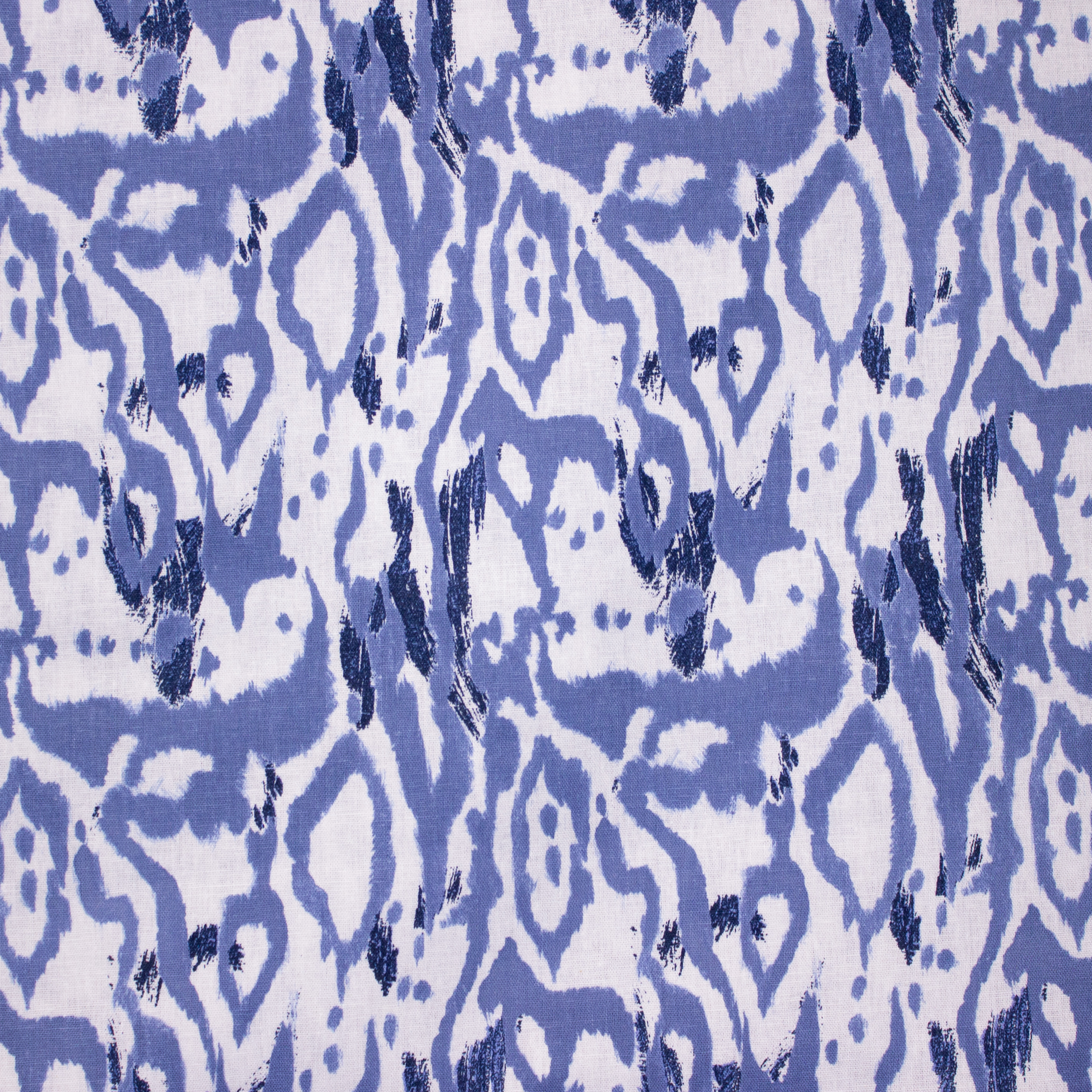 Witte Viscose Linnen met Blauwe Print
