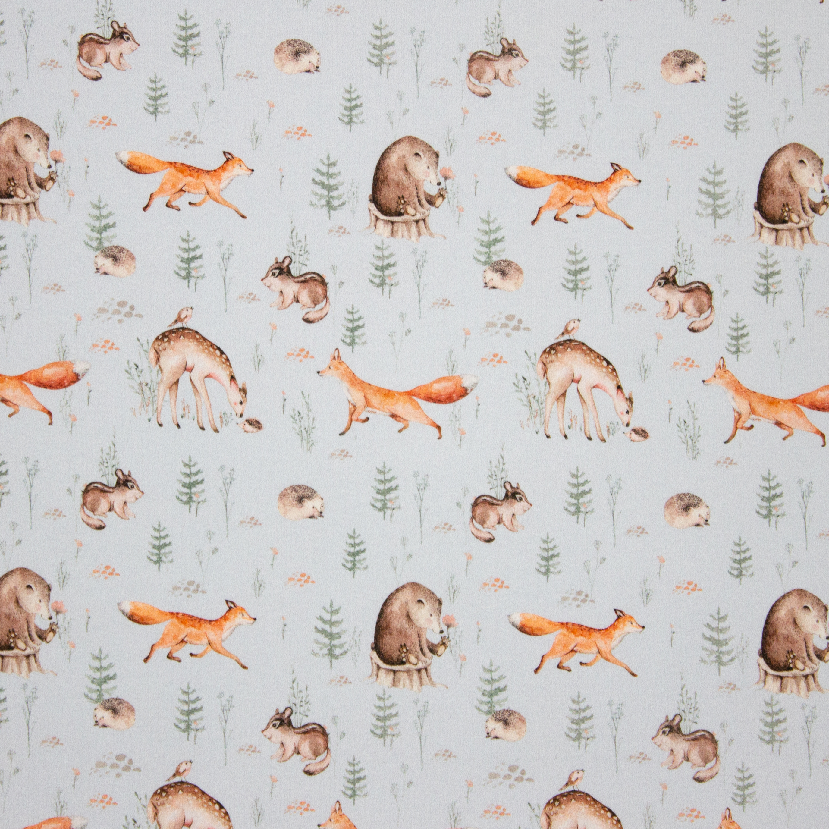 Blauwe french terry met bosdieren - Poppy