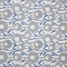 Witte Canvas met Grijze Plant Motief