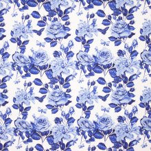 Witte Tricot met Blauwe Rozen