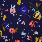 Donkerblauwe viscose met bloemen - Atelier Jupe