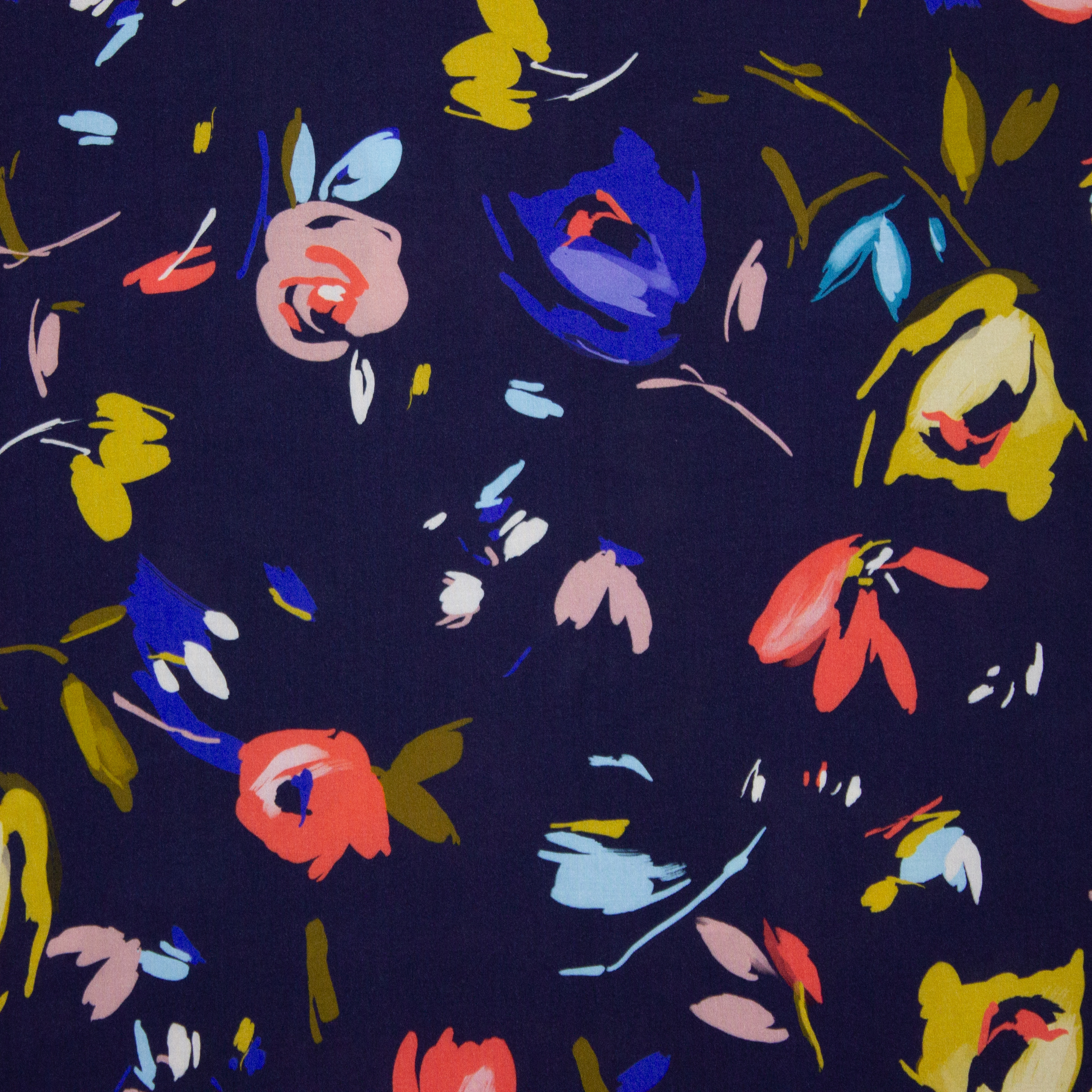 Donkerblauwe viscose met bloemen - Atelier Jupe