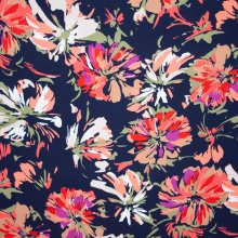 Zwarte Viscose met Gekleurde Bloemen