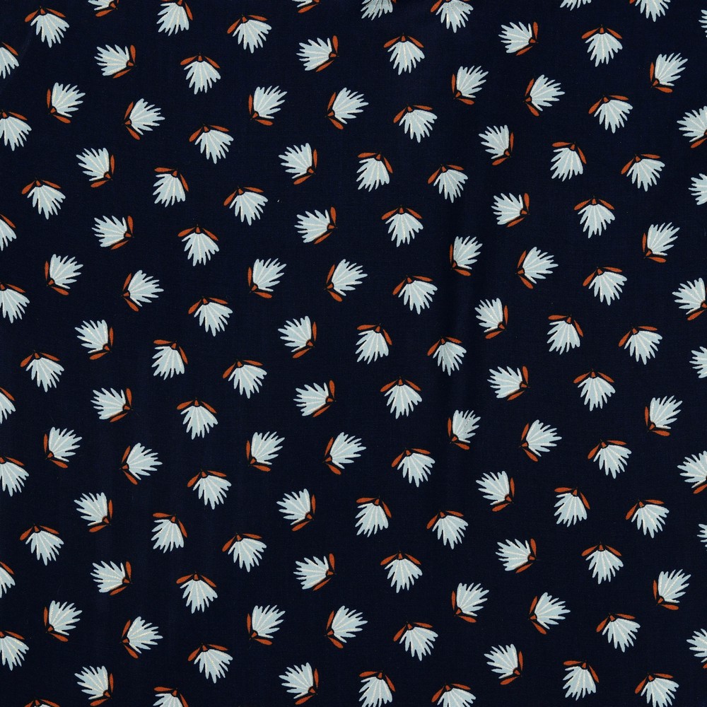 Zwarte Viscose met Blauw Patroon