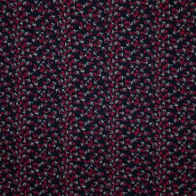 Zwarte Tricot met Rode Bloemetjes