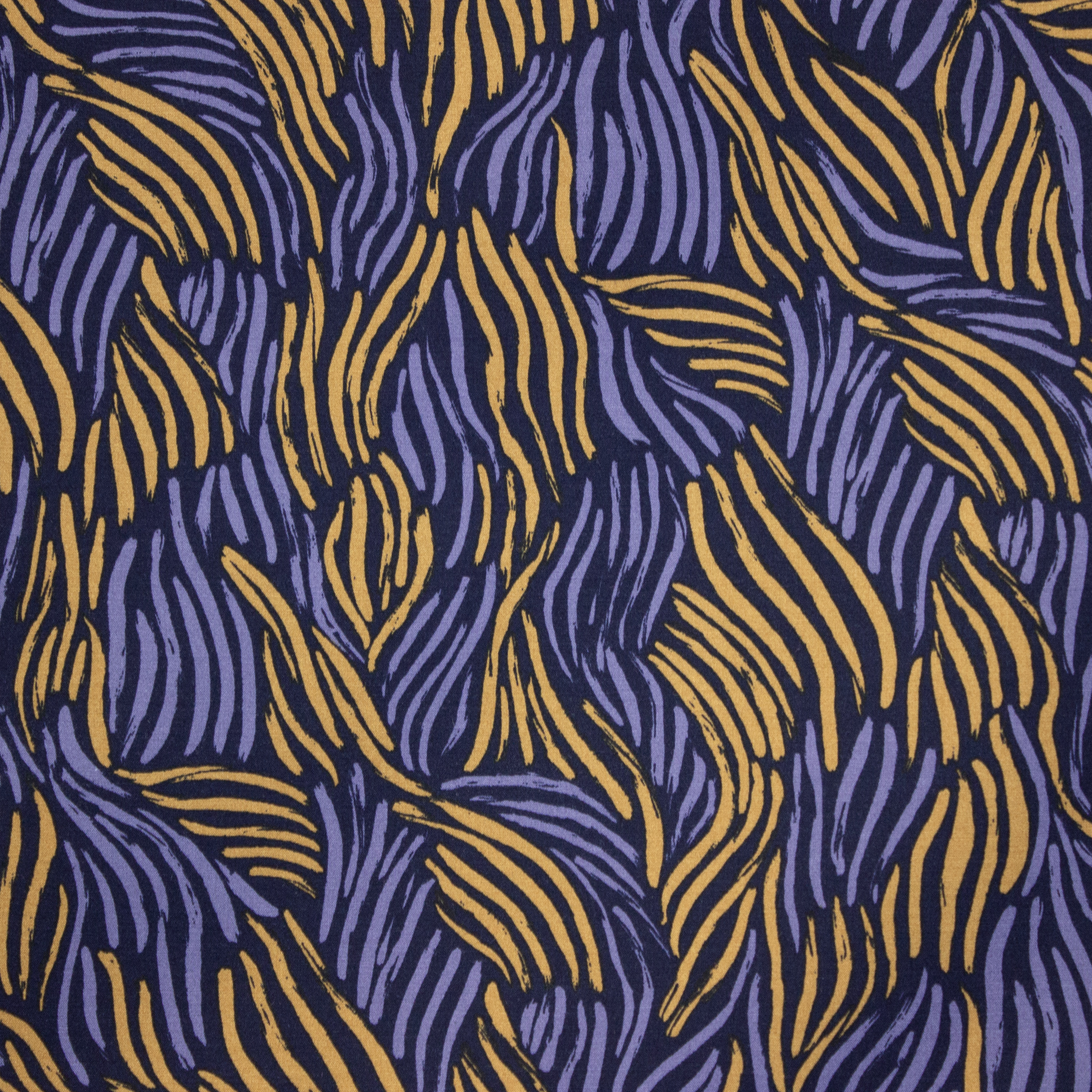 Blauwe Viscose met Golvende Strepen