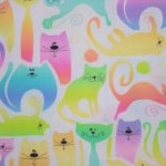 Witte katoen met katten