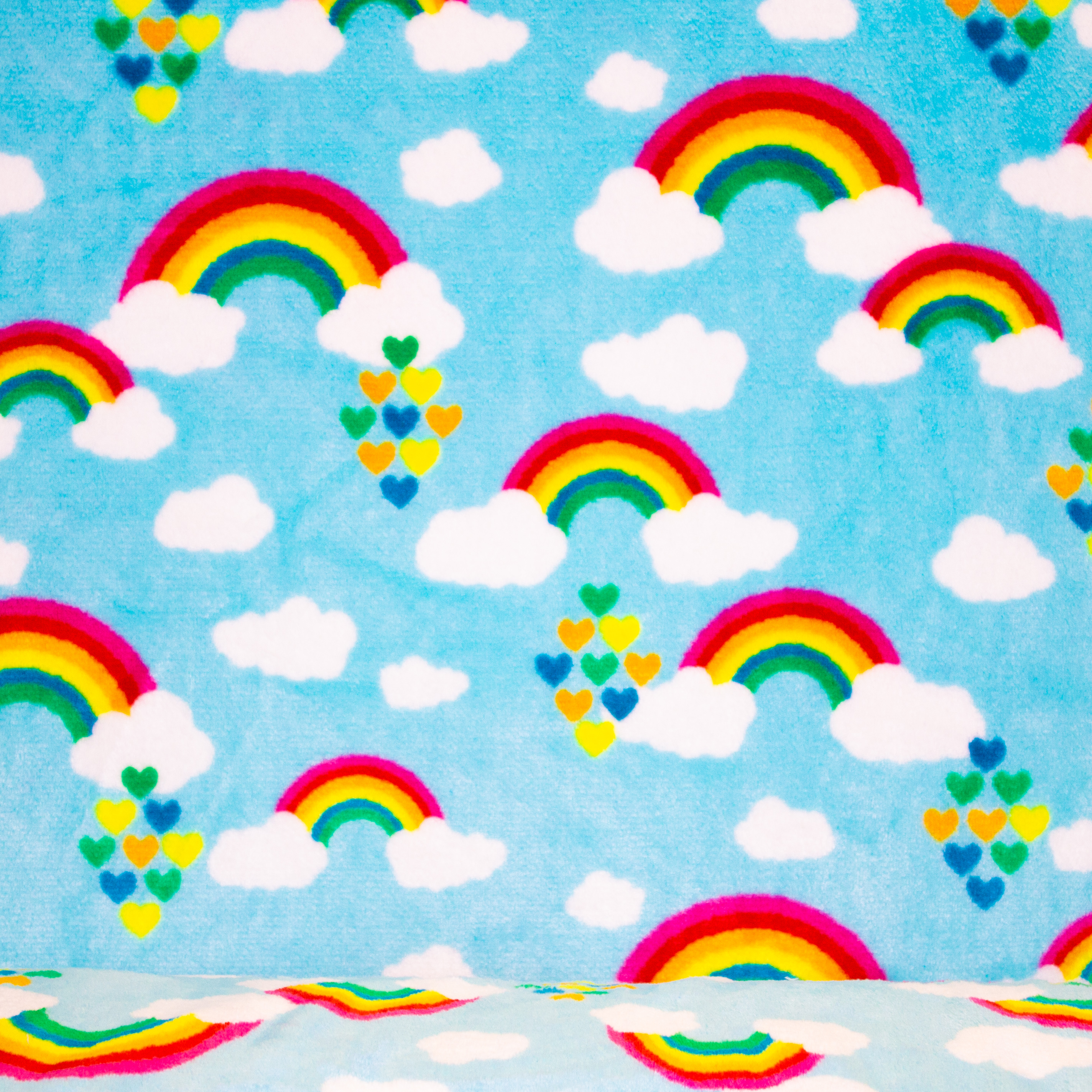 Lichtblauwe fleece met Hartjes en regenbogen